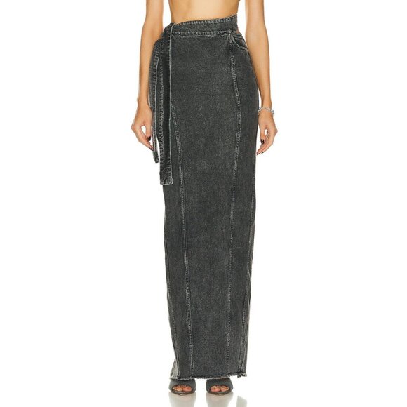 Jade Cropper Maxi Denim Skirt in Grey - Picture 1 of 5